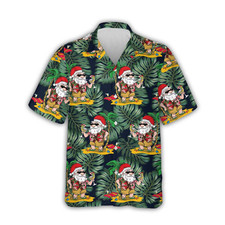 Santa Hawaiian Christmas Shirt - Tropical Beach Aloha Cocktail Xmas Gift