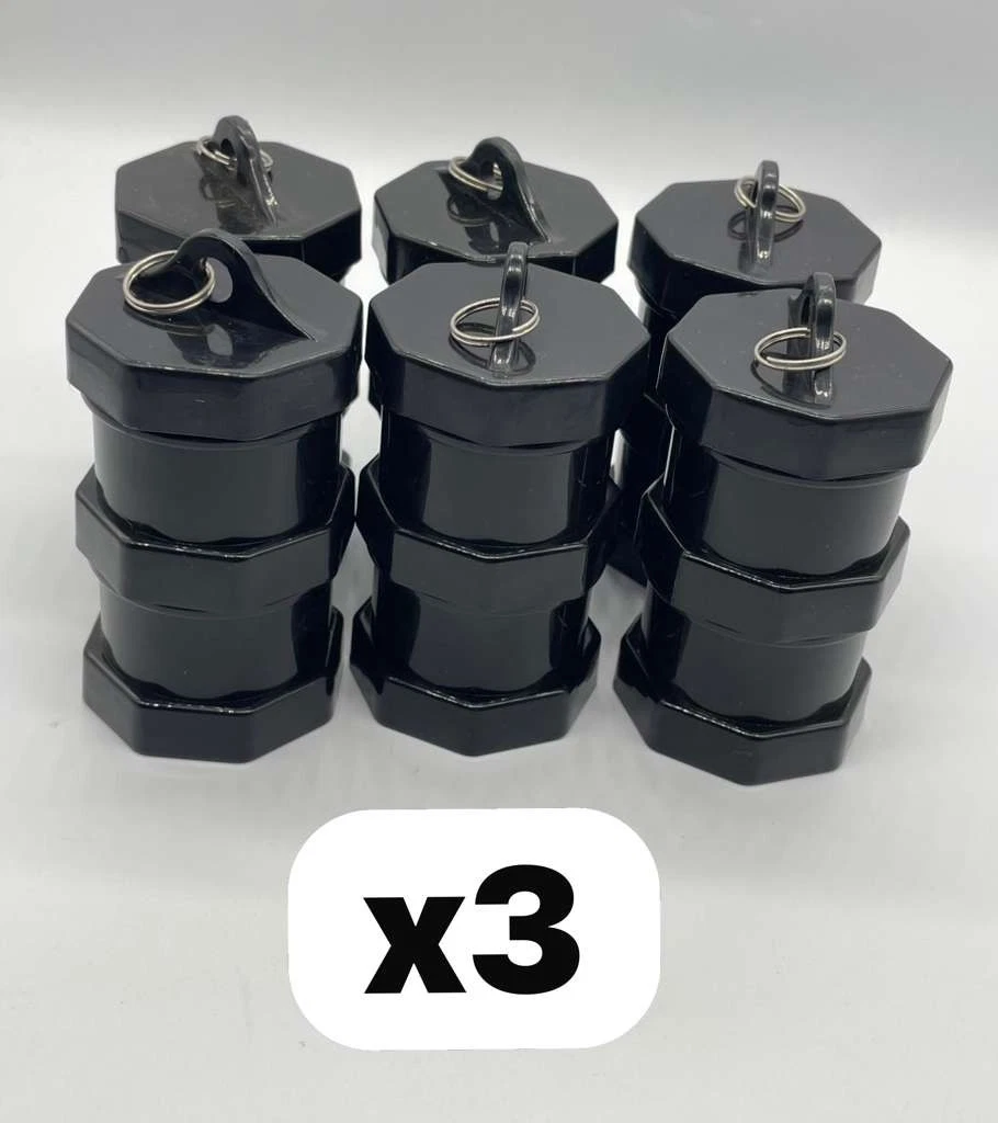 Pack of 3 Air Tight Stackable Storage Mini Black Jars Home Kitchen Containers