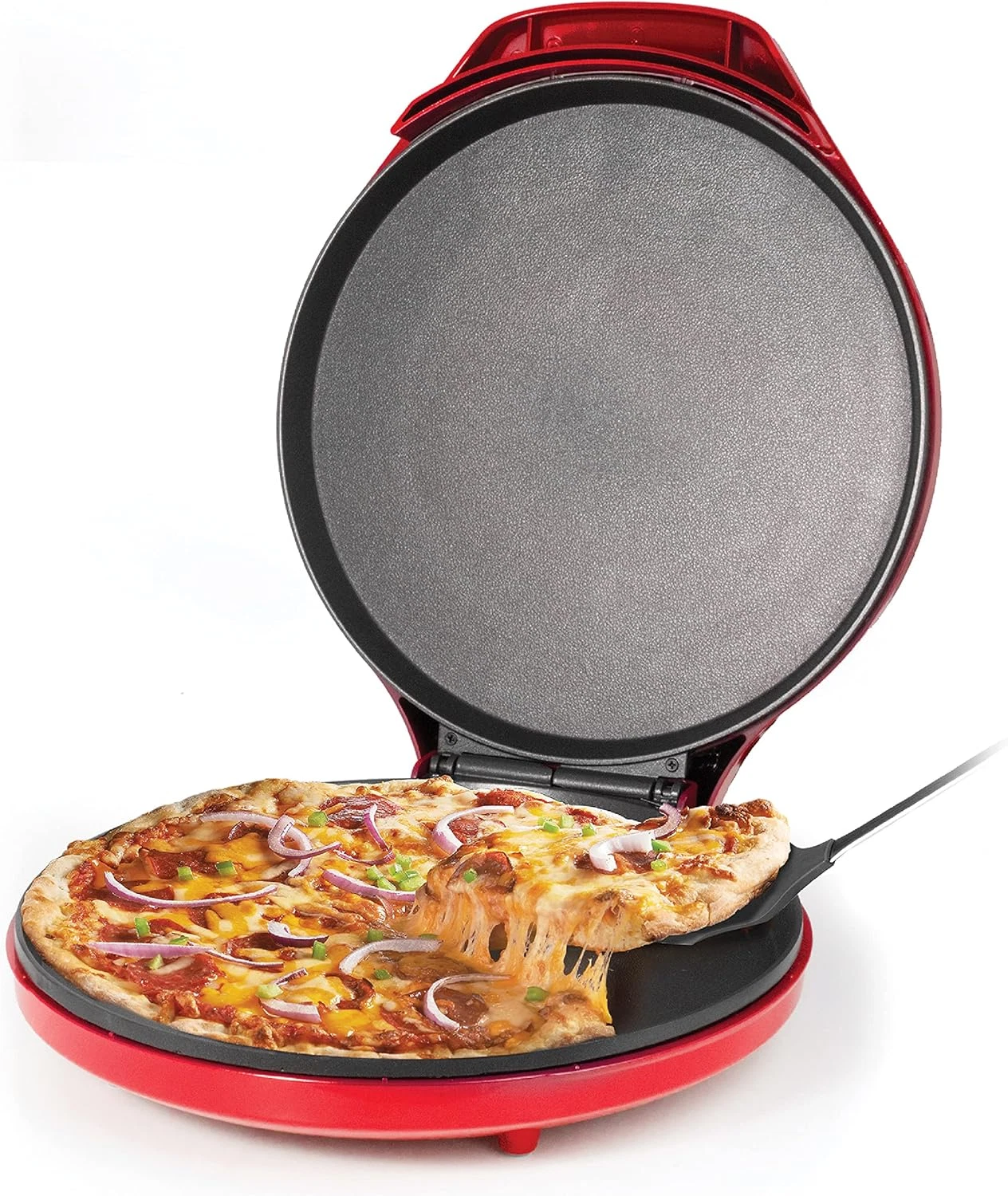 Pizza Maker Plus, 12" Indoor Electric Grill, Nonstick Griddle Pan for Pizzas, Qu