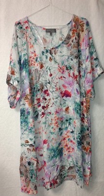 Selection by Ulla Popken Size 24-26 = 3X Tunic Top Floral Print Multicolor A140