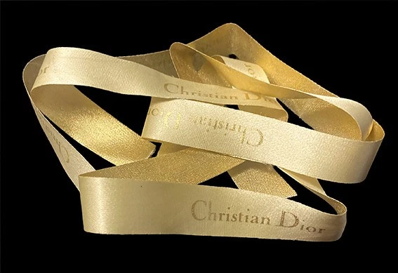 RUBAN CHRISTIAN DIOR DORÉ UNE FACE LONGUEUR 1,08CM OCCASION SOLDÉ - Photo 4/4