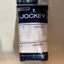 Jockey Men's White 100 Cotton Classic Full-Rise Briefs , Sz 38 Stay New 3Pk