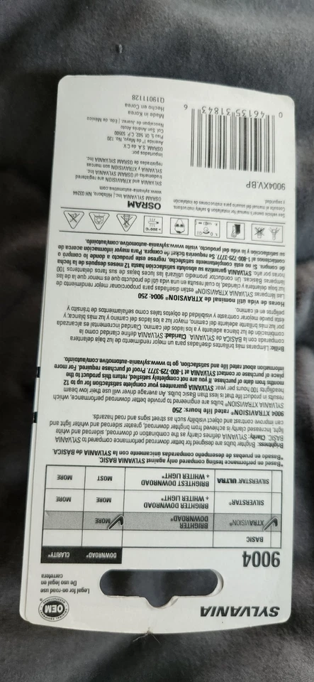 Bombilla halógena de alto rendimiento SYLVANIA 9004 XtraVision, haz alto/bajo Foto 2 de 2