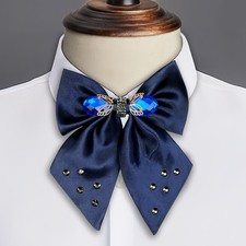 Mens Bow Tie with Big Rhinestone Decor Sparkling Necktie for Groom Prom Event