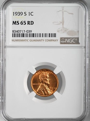 1939-S  1C LINCOLN WHEAT CENT "SAN FRANCISCO MINT" NGC MS65 RD (RED)#8340717-039