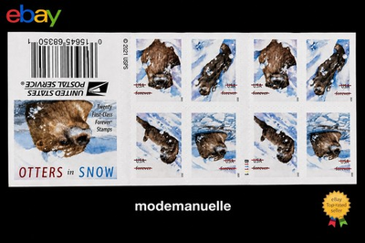 #ad US OTTERS IN SNOW DS BOOKLET OF 20 F STAMPS MNH SA FAIR PRICE 🦦❄️ $9.05