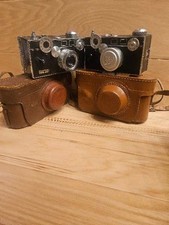 2 Vintage Argus Rangefinder Camera w/ Leather Case Classic 35mm