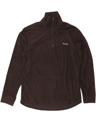 Reebok Herren Fleecepullover mit Reißverschluss am Ausschnitt Large schwarz Polyester CZ08