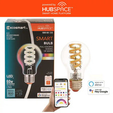 60-Watt Equivalent Smart A-19 Clear Color Changing CEC LED Light Bulb with Voice