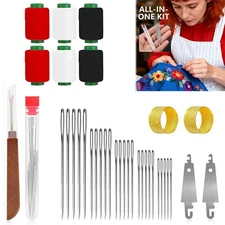 37PC Complete Sewing Kit - Big Eye Steel Sewing Needles Kit Stainless Steel