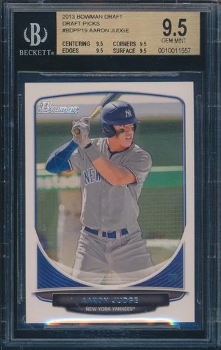 BGS 9.5 AARON JUDGE 2013 BOWMAN DRAFT PICKS ROOKIE CARD RC QUAD GEM MINT QTY AVL