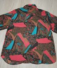 Vtg 80s TOP SEASON Sheer Paisley KITSCH New Wave Button Up Top bold statement L — photo 9