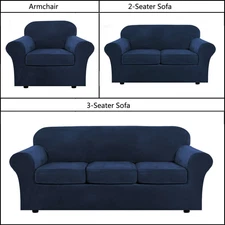 【VER】Stretch Velvet Plush Sofa Cover Cushion - Chair Protector Slipcover