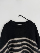 H M Edition Premium Selection Oversized Mohair Blend Sweater Black Striped Sz S