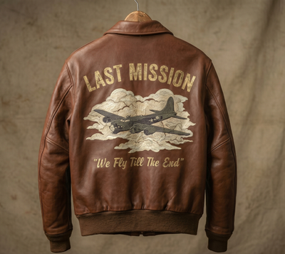 #ad #ad WW2 A2 Brown Leather Bomber Jacket Last Mission Squadron Flight Pilot $239.99