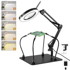 Helping Hands Soldering Station with Light and Stand, 4.3" 10X Soldering Magn...