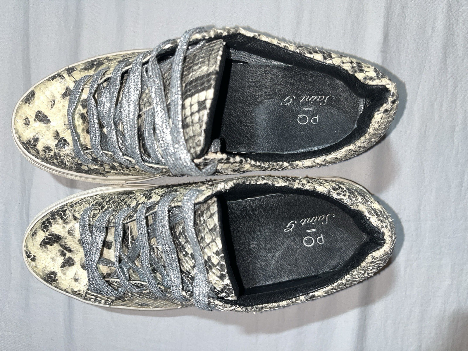 SaintG Women’s Python Textured Leather Sneakers E… - image 4