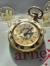 Arnex Pendant Watch Gold and Enamel Victorian Design Swiss Made 17 Jewels Works