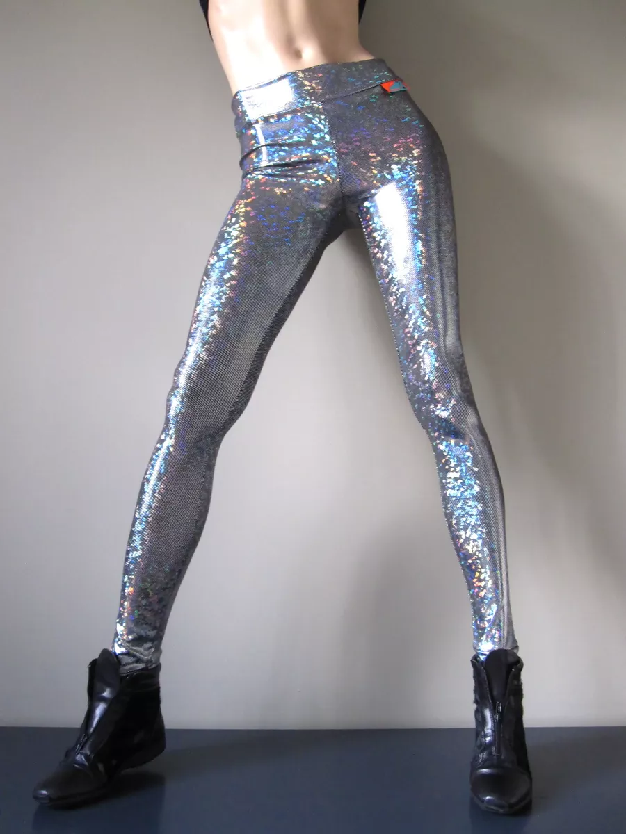 Schminke 🖤 Black Silver Hologram Leggings Glitzy Sparkle & Shattered glass  💣