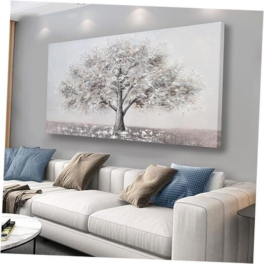 AERART Abstract Wall Art Canvas Artwork Gray Brown Tree of 24