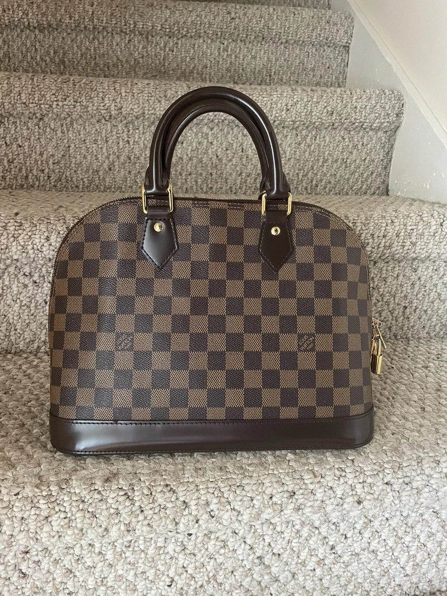 LOUIS VUITTON Alma PM Damier Ebene Satchel Bag Brown