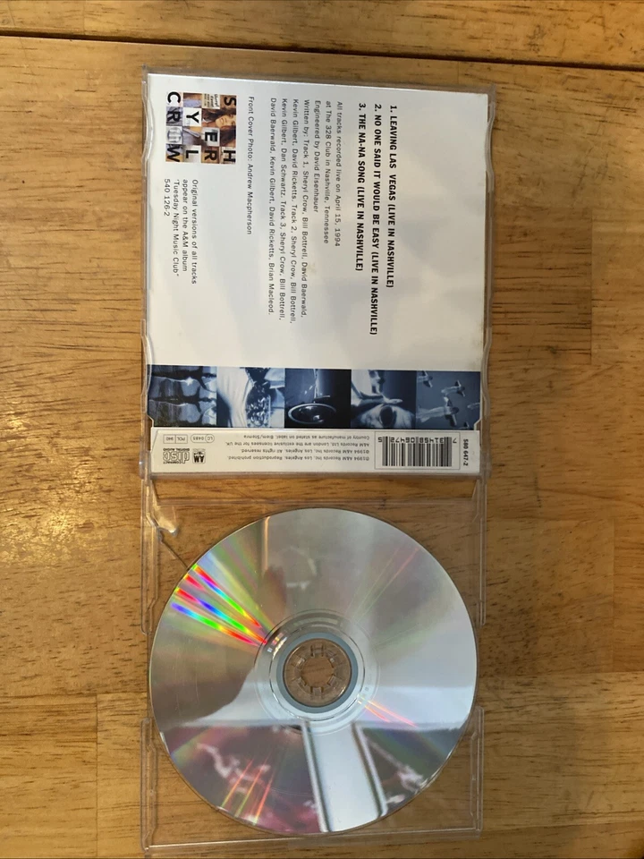 Sheryl Crow Leaving Las Vegas Live UK Import 3 Track CD 1994 A&M Records Issue Foto 3 de 4