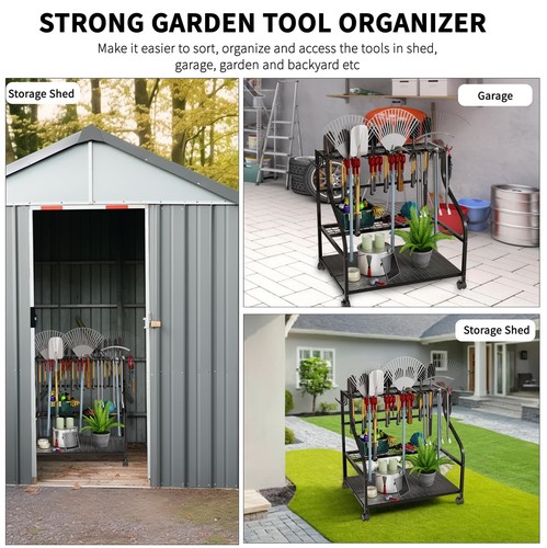 Big Lighting Deals Garden Tool Organizer with Wheels for Garage Large Storage... - Picture 5 of 7