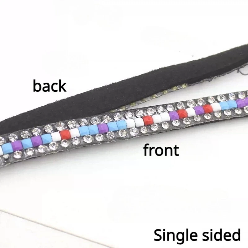 Cuerda de cordón de gamuza de cuero sintético de 5 m con remache cuerda de cuentas de terciopelo con estrás Foto 4 de 4