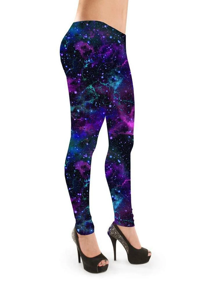 Women's Blue Purple Pink Multi Galaxy Cosmos Stars Printed