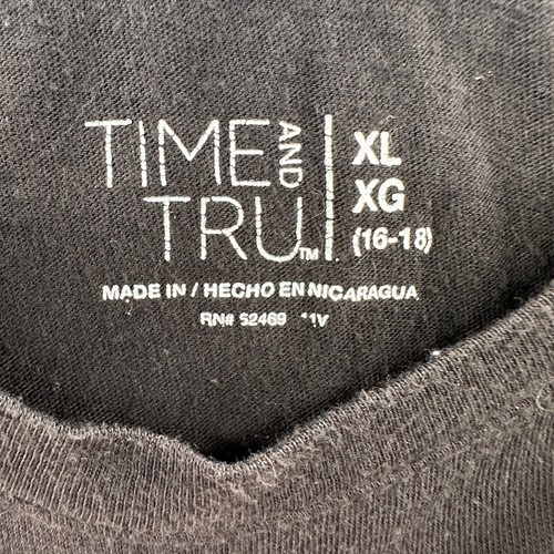 Time and Tru Women Top Extra Large 16/18 Black 100% Pima Cotton Pullover Shirt - Picture 3 of 8