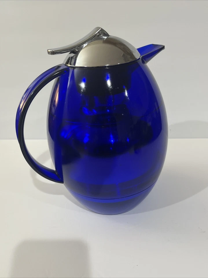 Emsa Melody Cobalt Royal Blue Thermos Pitcher Plastic Retro Germany Vintage - Image 3 of 4