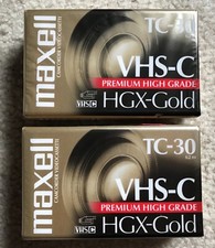 Maxell Lot of 2 HGX-Gold TC-30 Premium High Grade VHS-C Camcorder Videotapes