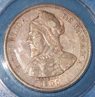 1905 Panama Silver 50 Centesimos ANACS VF35 Problem Free Crown KM #5