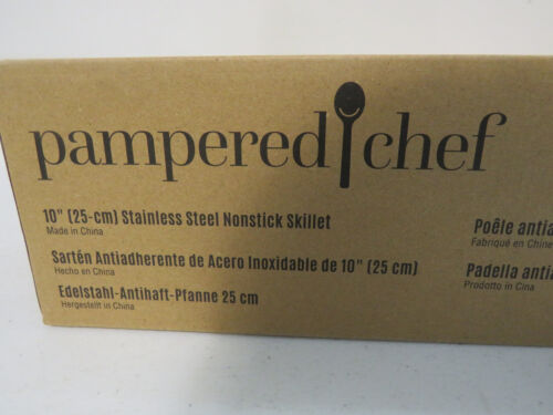 Pampered Chef Stainless Steel Nonstick 10" Skillet Frying Pan Cover W/ Cover NEW - Picture 5 of 5