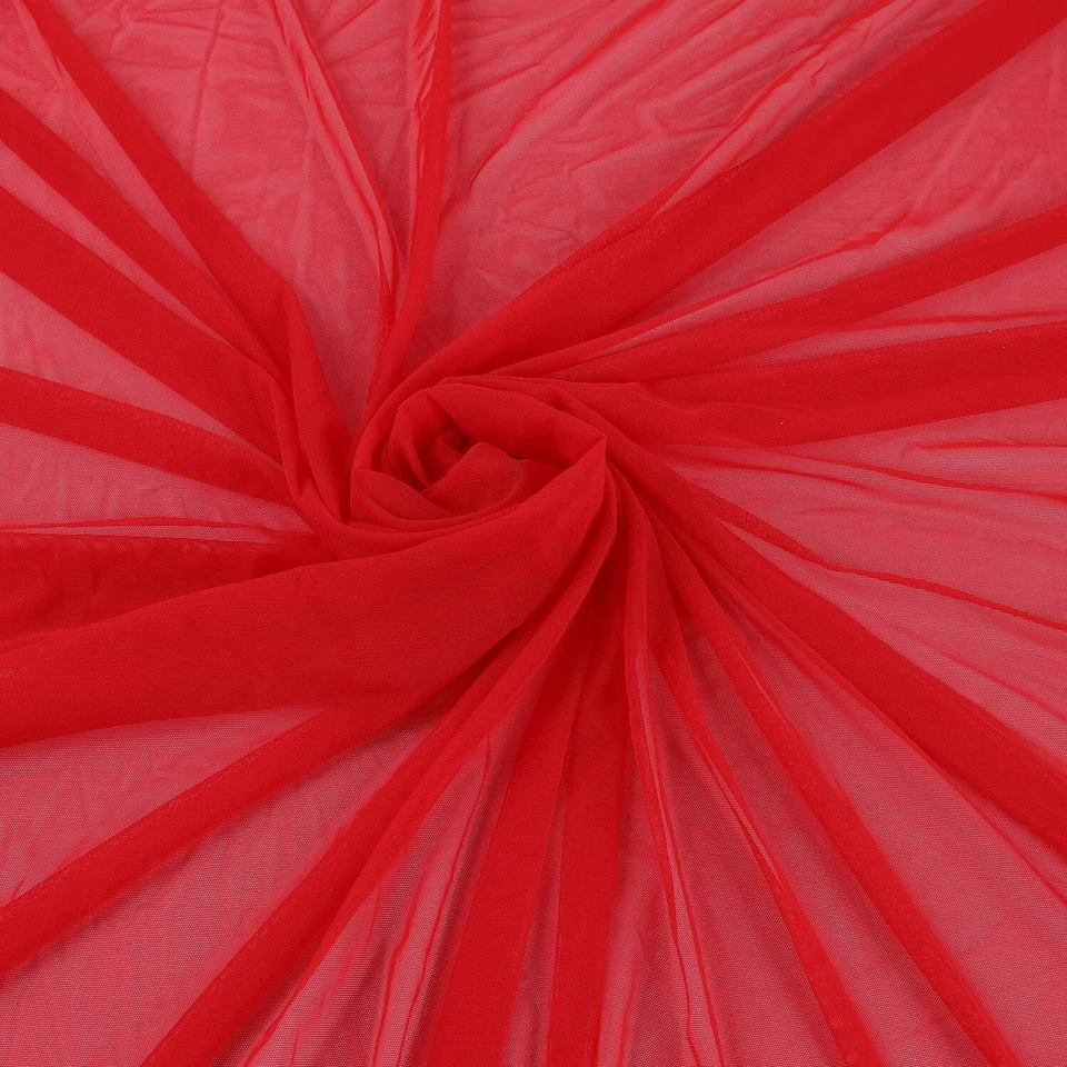 Stretch Net Fabric Plain Vivid Red 44/45" Width, for dresses , Craft, 1 YARD - Image 2 of 4