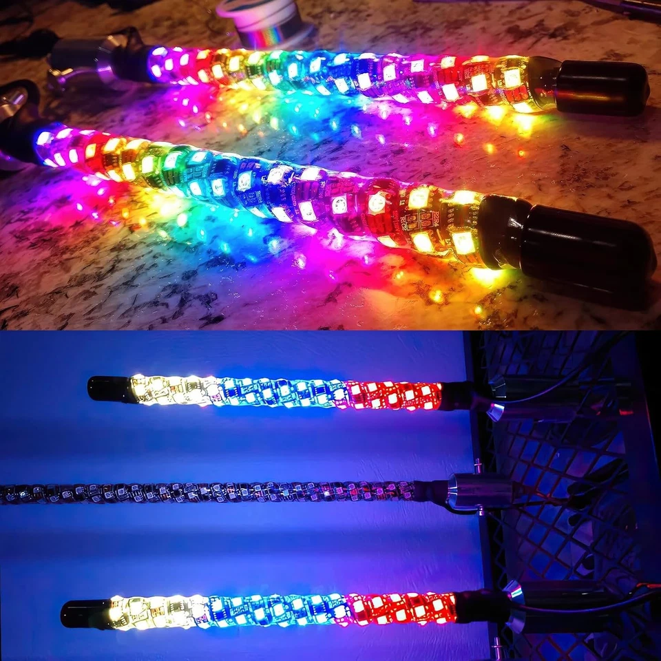 Antena de perseguição RGB para Can-am Outlander 570 XMR X3 2PCS 1FT LED chicote luzes - Imagem 2 de 4