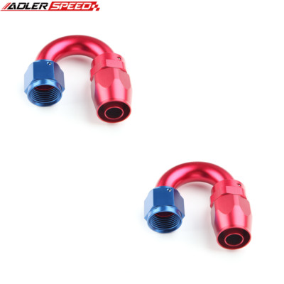 2PCS 180 Degree 10AN AN-10 Swivel Hose End Fuel Oil Fitting Adapter Red/Blue