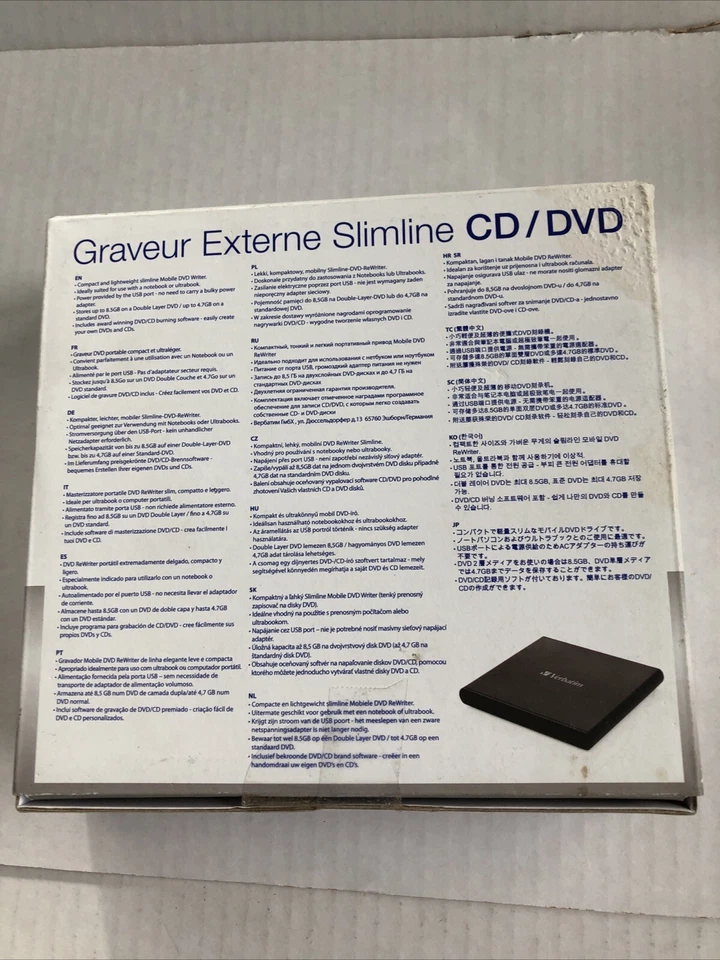 Verbatim External Slimline Portable CD/DVD Writer for PC and MAC #98938 - Image 2 of 2