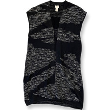 Chico  s Black White Knit Sleeveless Sweater Vest Size 1