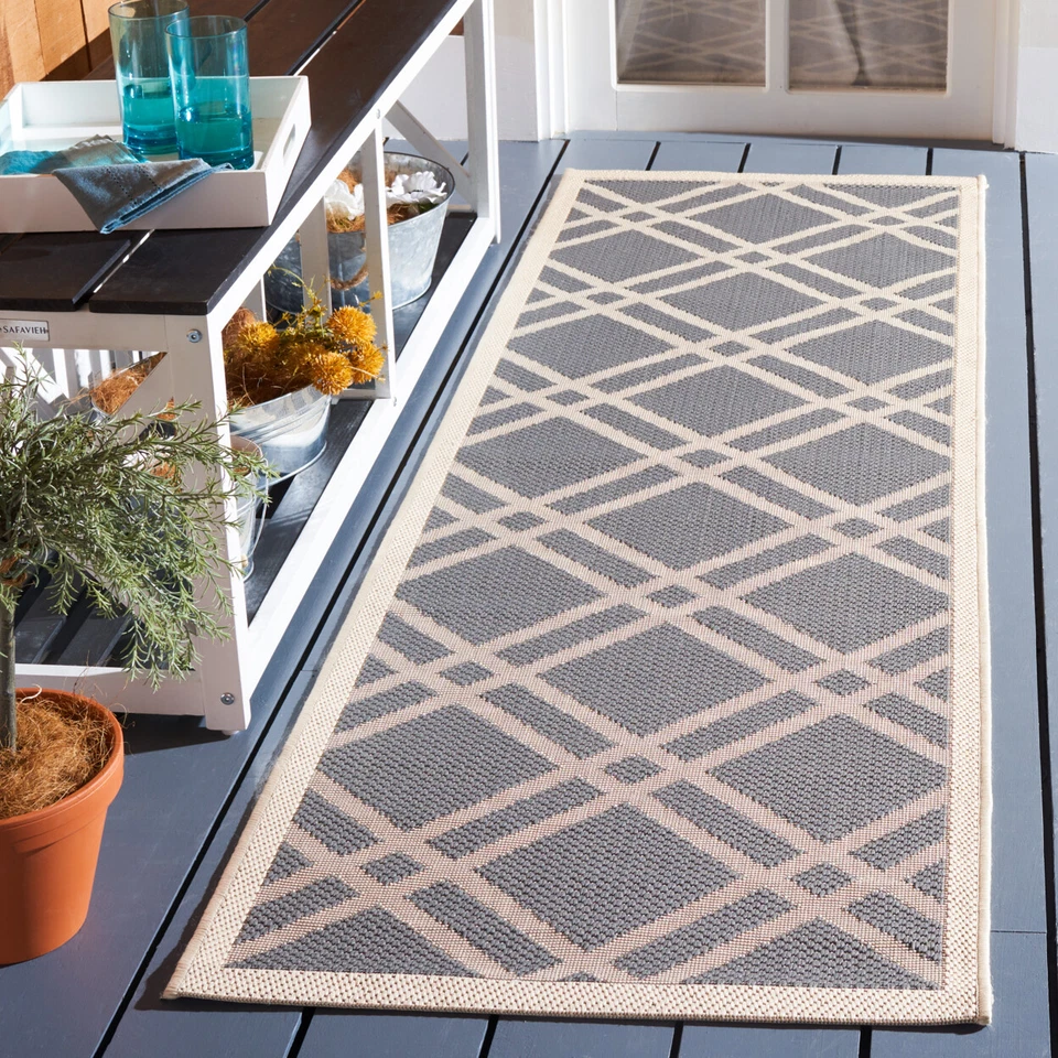 SAFAVIEH Outdoor CY6923-246 Courtyard Anthracite / Beige Rug - Image 2 of 4
