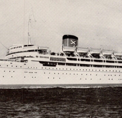 1950s T.S. Bretagne Ocean Liner, Europe Australia Line, Steamship UNP Postcard - Picture 4 of 4