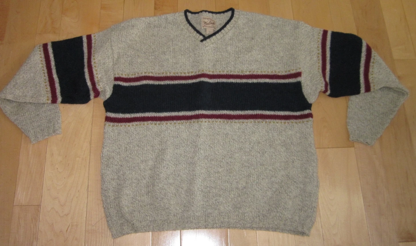 Woolrich Mens Wool V-Neck Sweater Made In USA Large