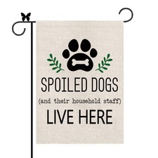 Dog Garden Flag Spoiled Dogs Vertical Burlap Double Sided There Household Sta...