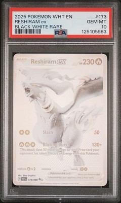 2025 POKEMON WHT EN-WHITE FLARE BLACK WHITE RARE #173 RESHIRAM EX