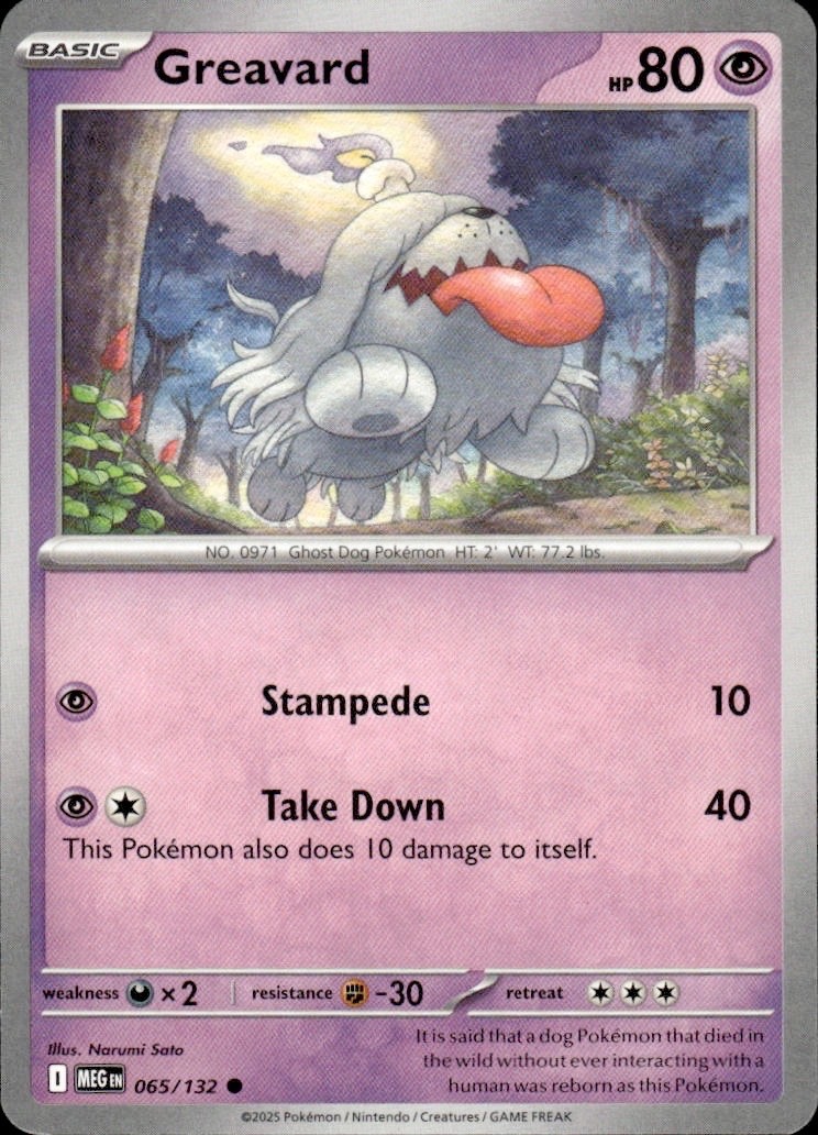 Greavard 065/132 Me01: Mega Evolution Regular Pokémon NM