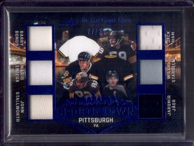BARRY BONDS LEMEIUX JAGR HAM + 2025 Leaf In The Game Used 6-x Game Jersey #27/35
