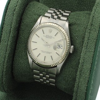 Men's Rolex OP Datejust Ref.#1601 36mm 6" Silver Dial w/Travel Case W234458 1