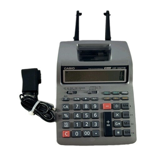 Casio HR -100TM Printing Calculator Adding Machine Tax Exchange Battery ...