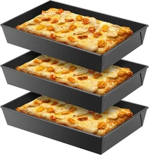 3 Pcs Detroit Style Pizza Pan 10 x 14 x 2.36 Inch 10 x 14 x in, Black 