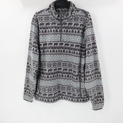 Chubbies pullover mens XL Low Pile Fleece Quarter Zip Bear Hug nordic forest